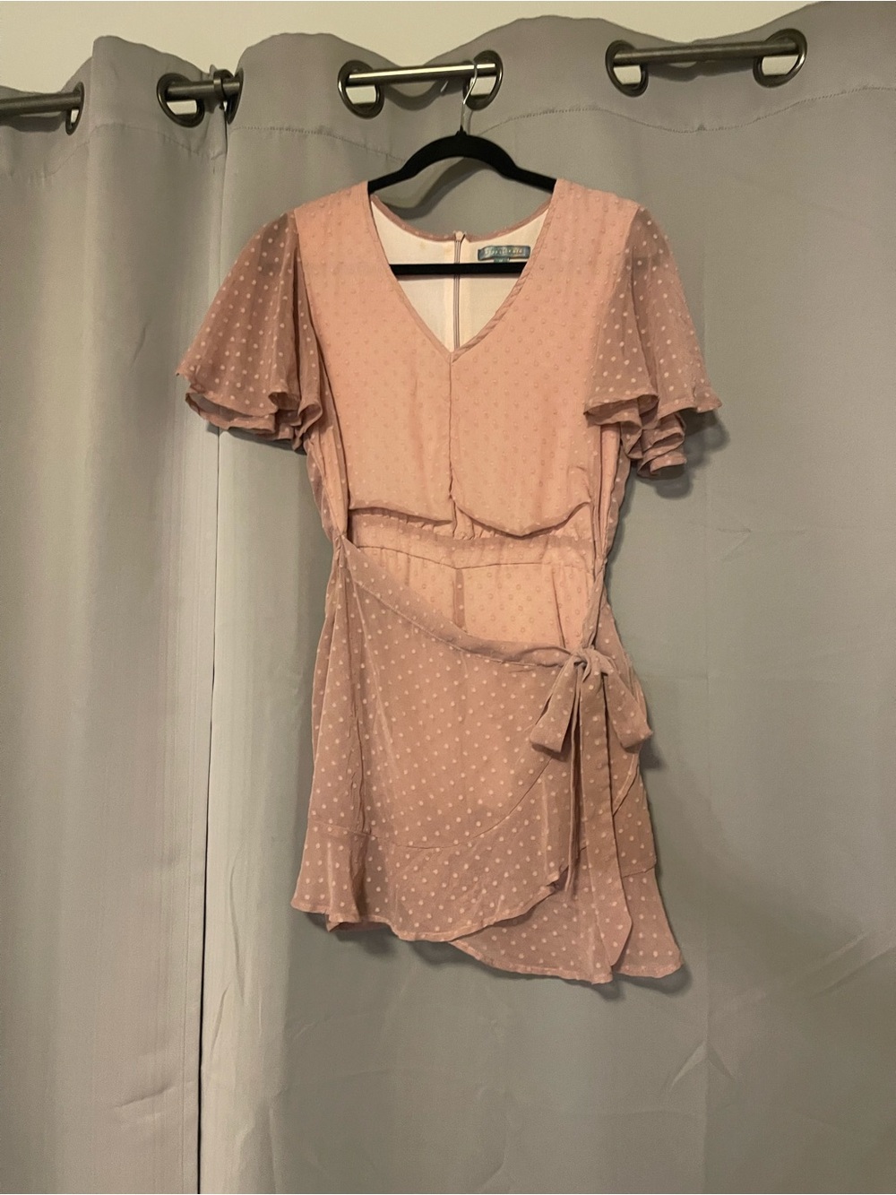 Good Luck Gem Dusty Pink Polka Dot Wrap Romper